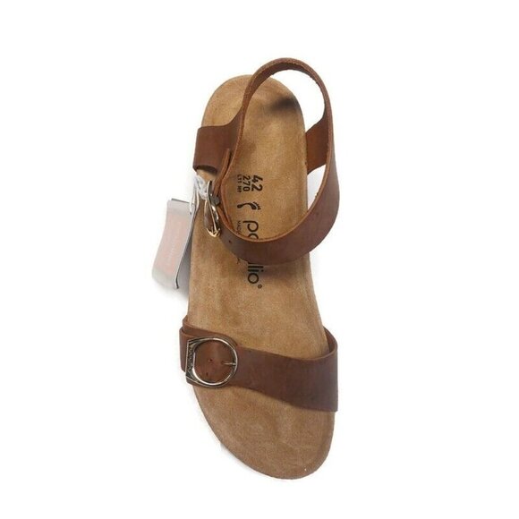 Papillio By Birkenstock Soley Ring Buckle Wedge Sandals Sz 11Cognac NARROW Fit - Picture 3 of 10